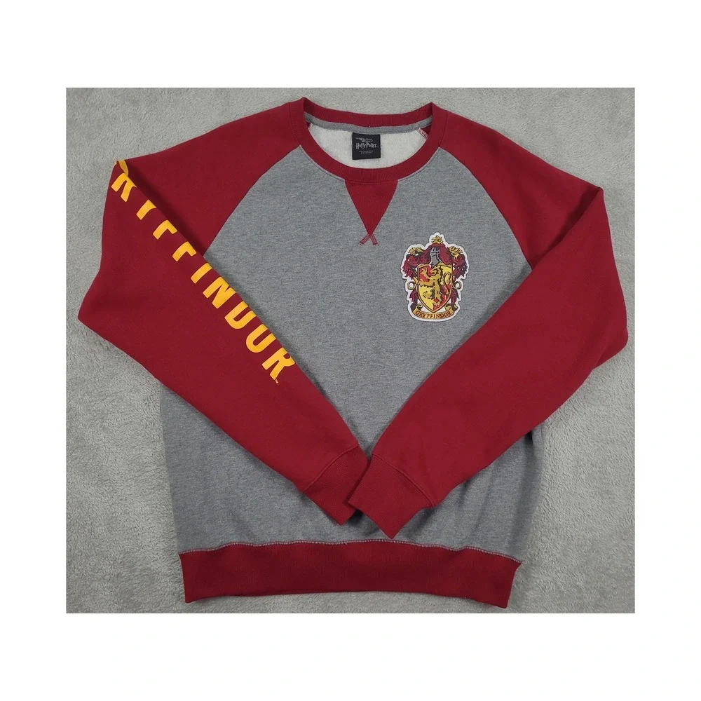 Harry‎ Potter Gryffindor Sweatshirt Mens Lg Gray Maroon Raglan Universal Studios